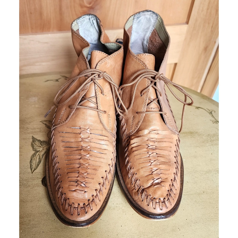 Latigo Astro US 8.5‎ Anthropologie Tan Brown Leather Flat Boots Booties Boho